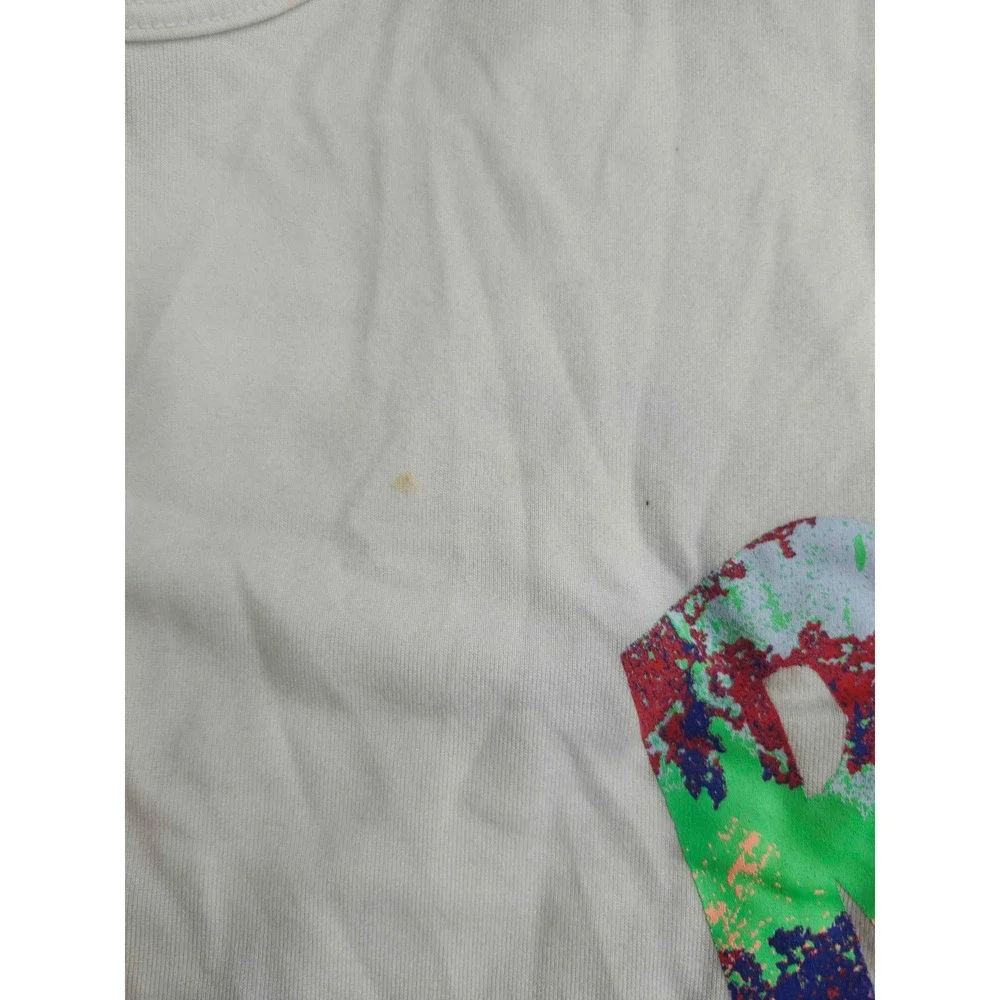 Nike Dri-FIT Womens Run Graphic Racerback Tank Top White Multi Color Size M